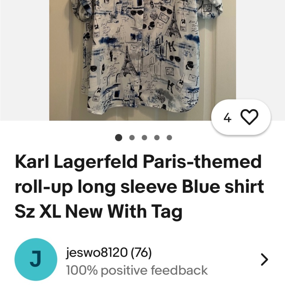 Karl Lagerfeld Blue Graphic Button Down Shirt
